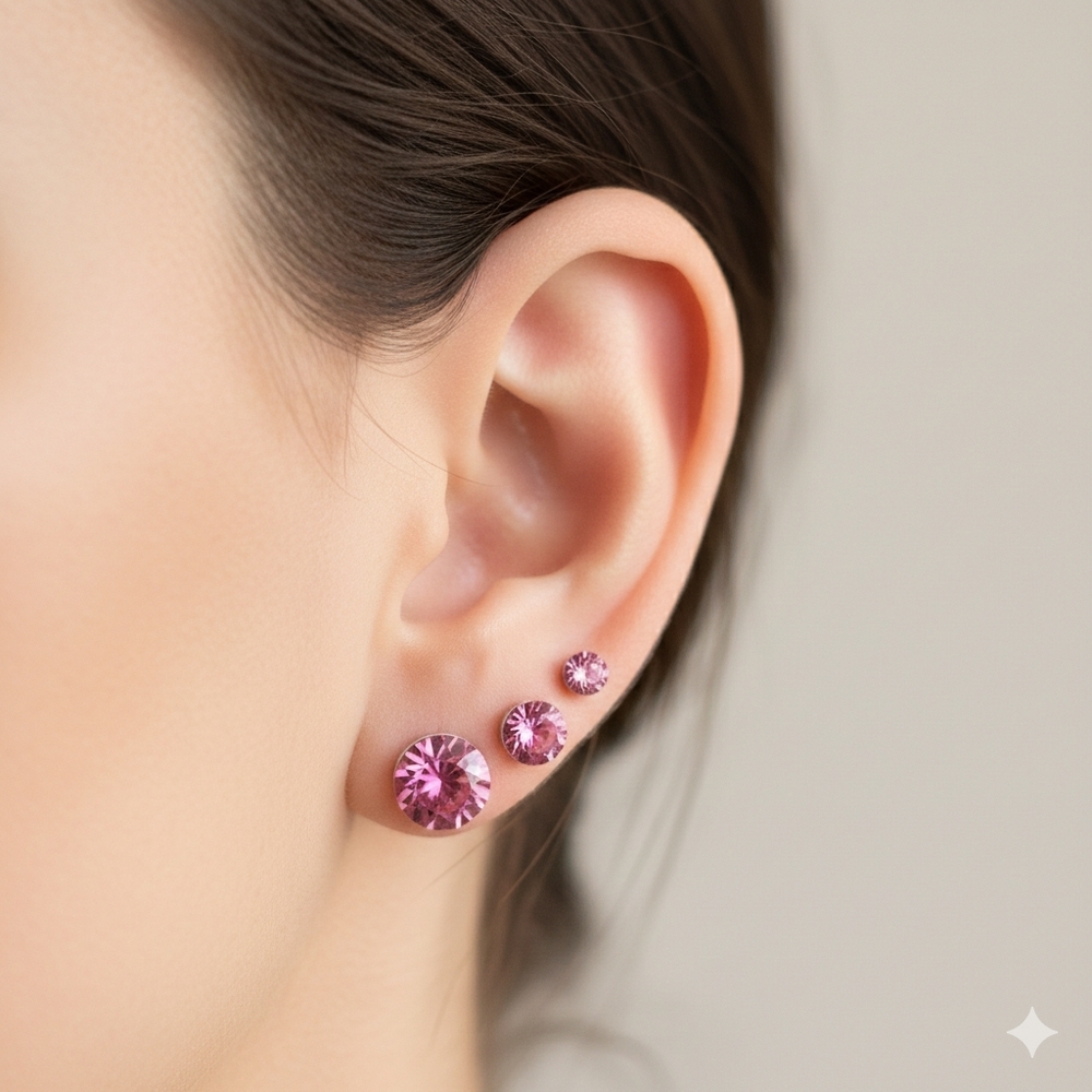 Elegant Pink Stud Earrings